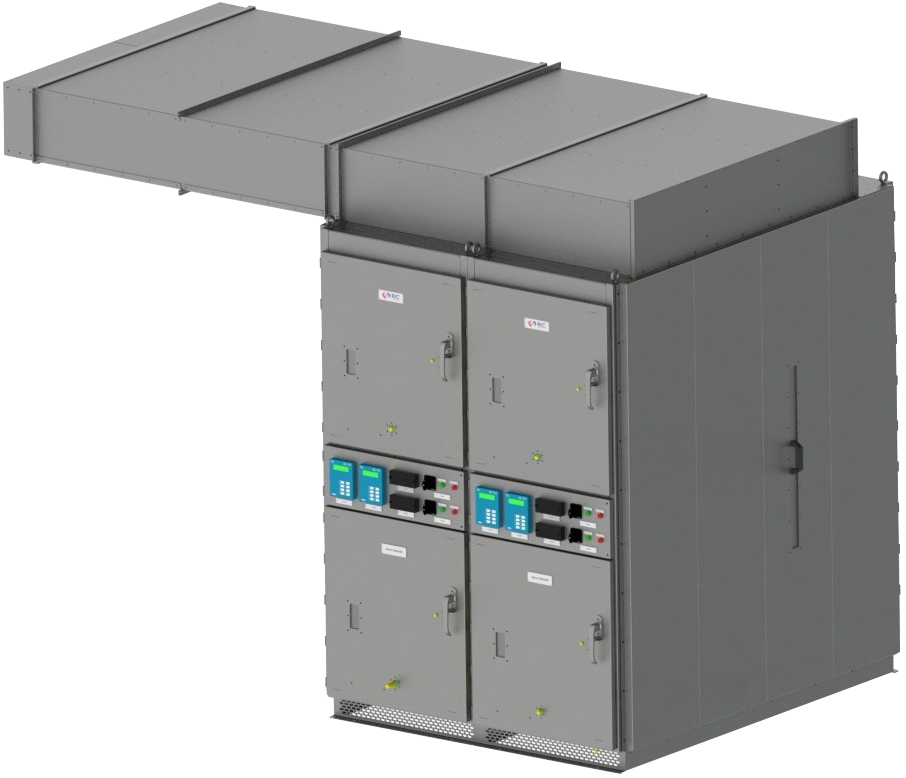 Arc Resistant Switchgear Render 2 Cell with Exhaust Chute
