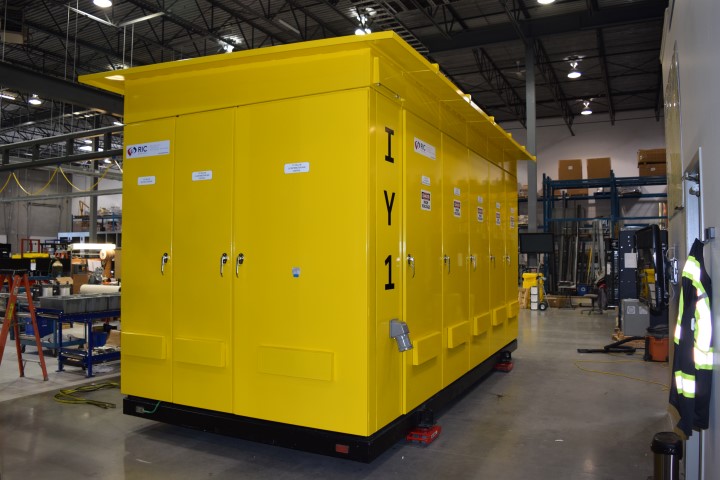 MV arc resistant switchgear integrated low voltage distribution and battery charger cell.