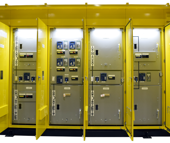 Medium voltage (15kV) arc resistant switchgear in NEMA 3R enclosure.